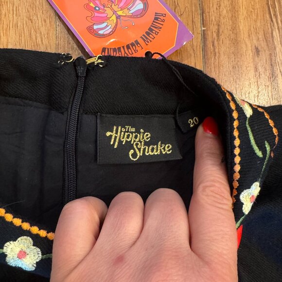 The Hippie Shake Bell NWT Micro Mini 100% Wool Embroidered Boho Dress Plus 20 - Picture 2 of 6